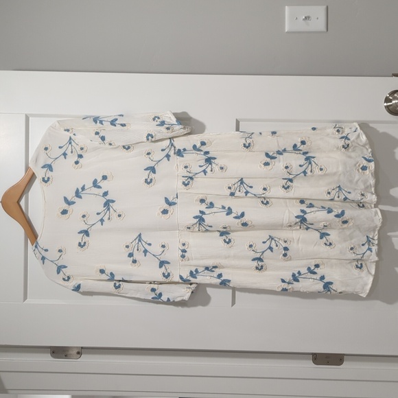 Blue and White Embroidered Floral Dress - Picture 6 of 6